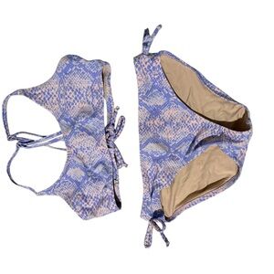 Blue and Tan Snake Print Bikini Set